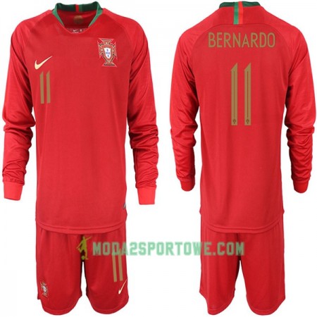 Koszulka Portugalia BERNARDO 11 Dziecięcy Mistrzostwa Świata 2018 Domowe Stroje Piłkarskie Długi Rękaw